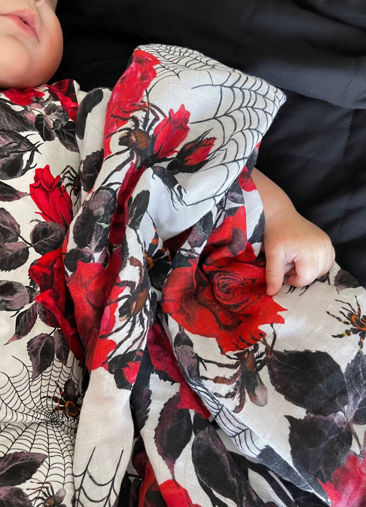 Roses Are Webbed Muslin Swaddle