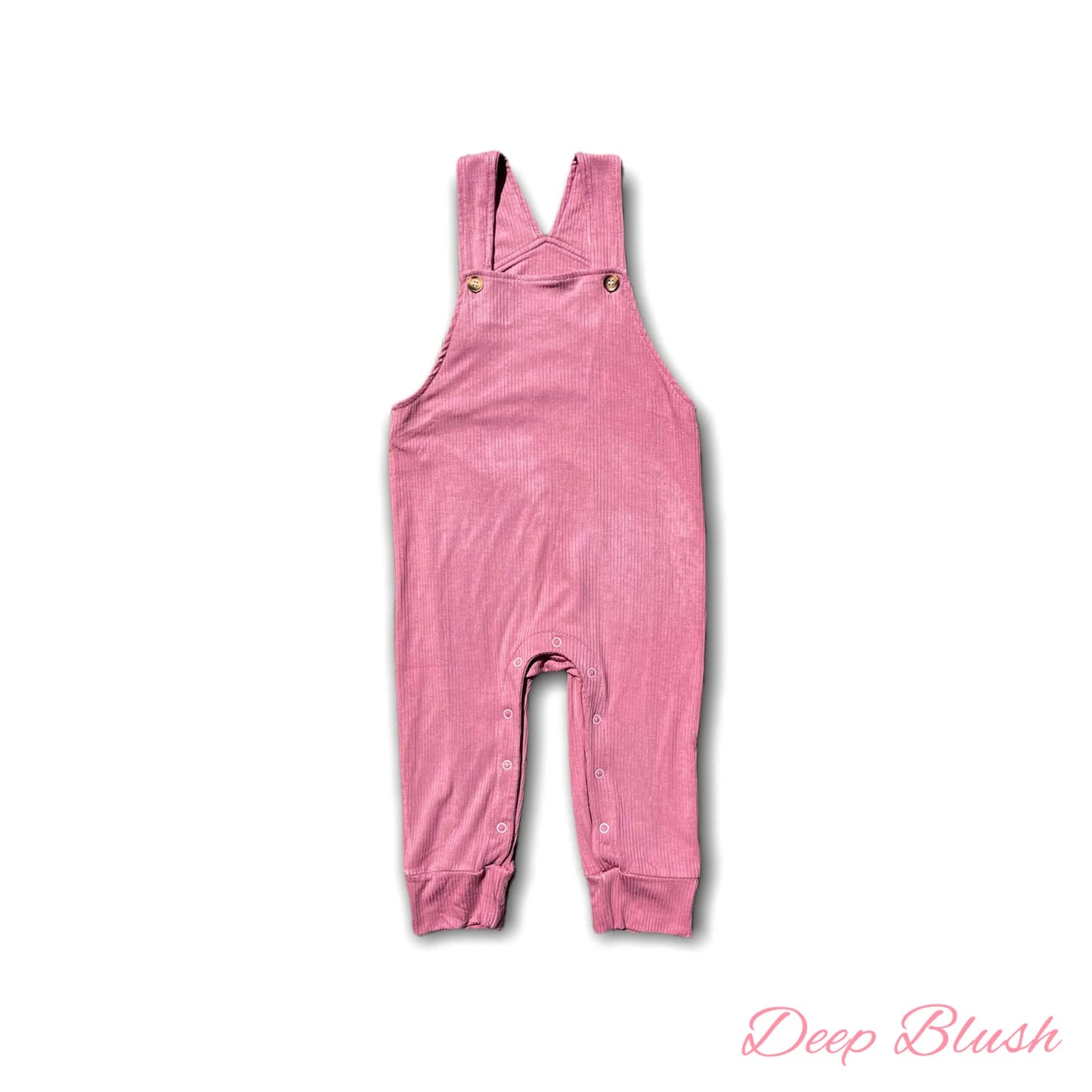 Deep Blush Ribbed Overalls