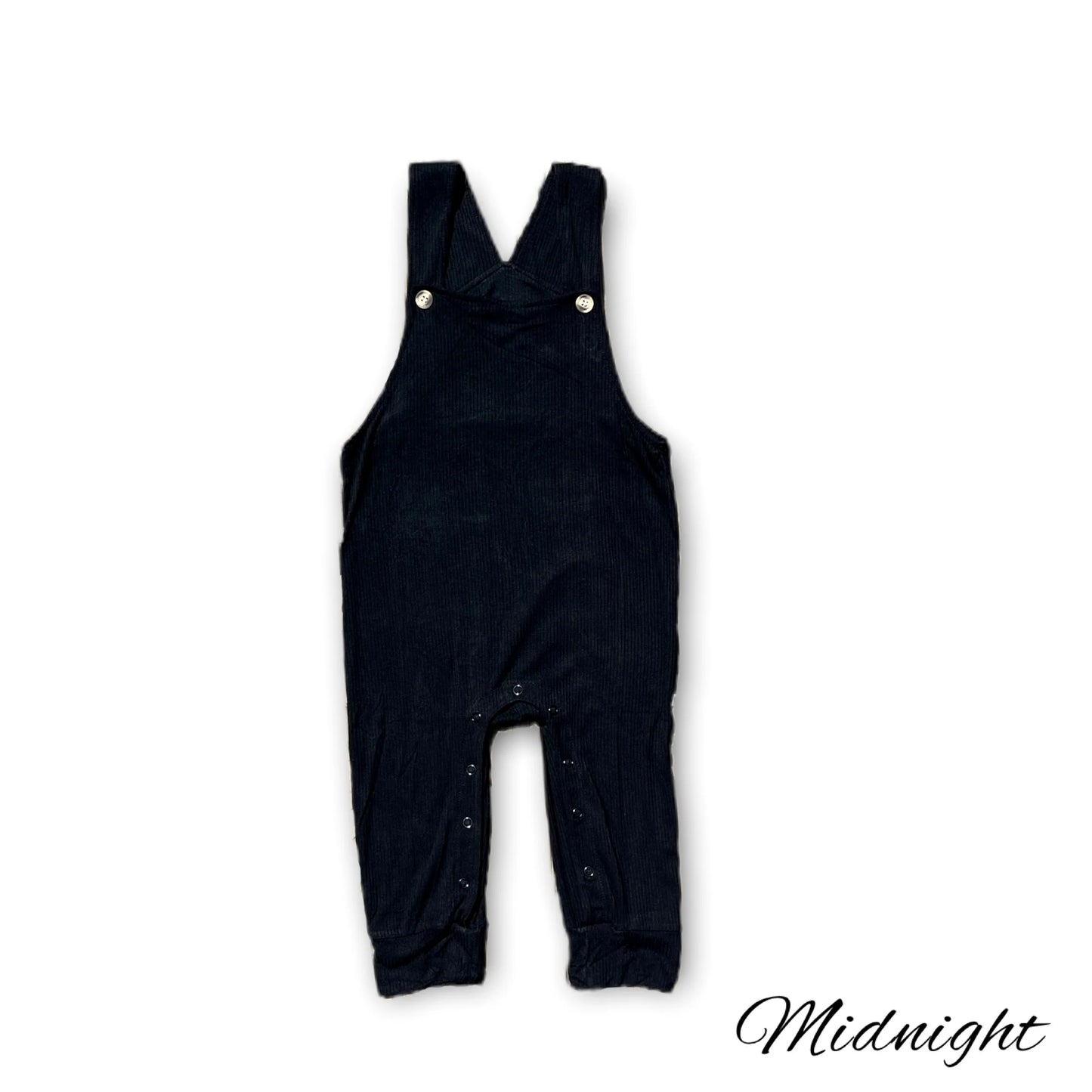 Midnight Ribbed Overalls