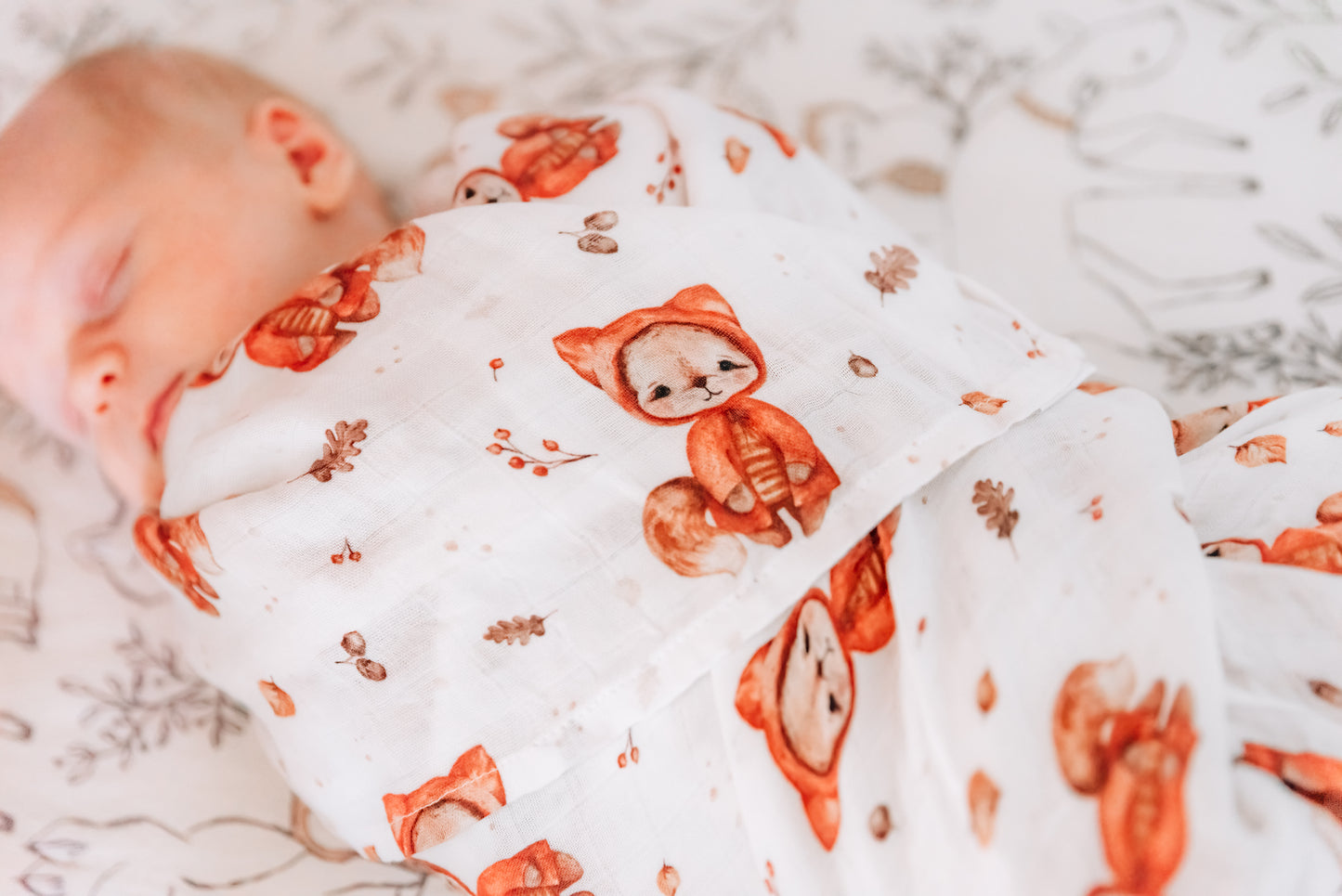 Fox-tastic Fall Muslin Swaddle