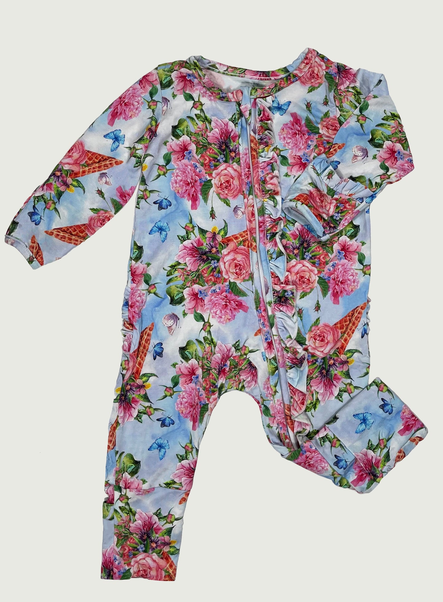 The Conely One For Me Convertible Footie Ruffle Zipper Pajamas
