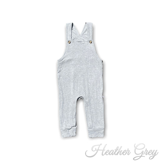 Heather Grey Ribbed Overalls